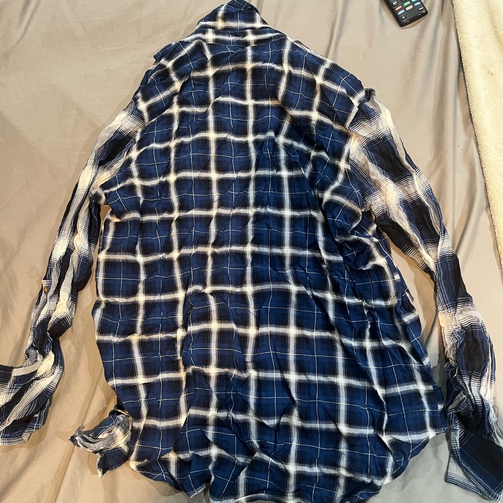 Polly & Esther Boutique - Blue Plaid Button Down - Size Large